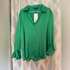 Zara Green Satin Shirt